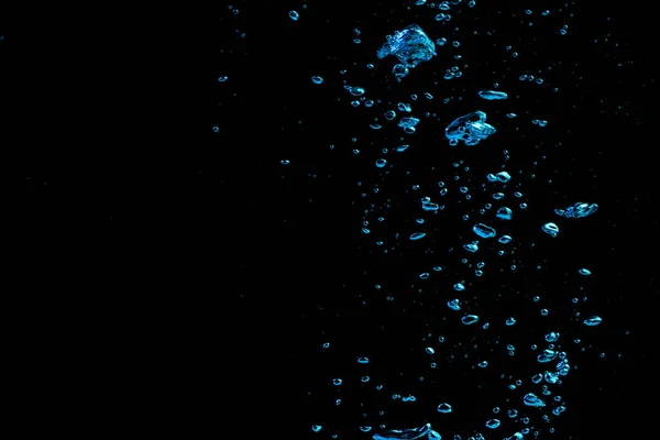 Bubble Splash Transparent Clear Water Liquid Blue Light Black Nature — Stock Photo, Image
