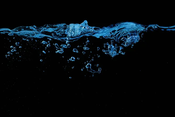 Clear Water Surface Ripple Bubbles Blue Light Black Nature Background Stock Photo