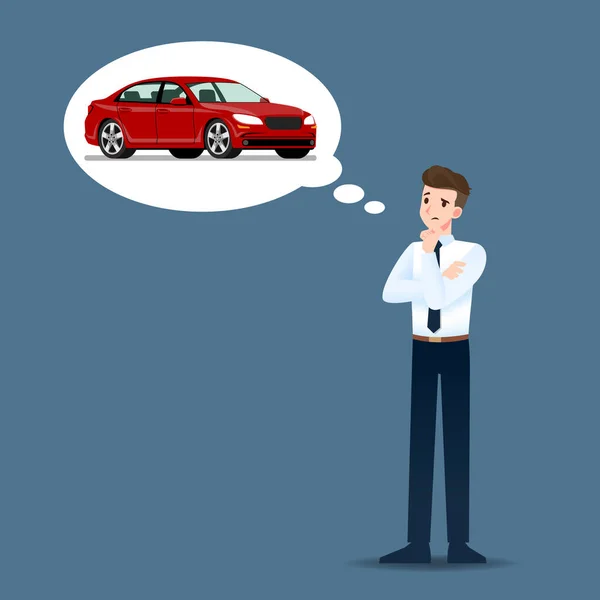 Empresários Pensar Esperar Seriamente Sobre Compra Carros Luxo Caros — Vetor de Stock