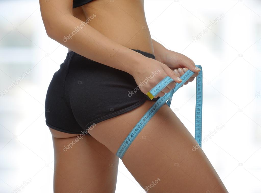 Perfect woman leg measure by metre-stick