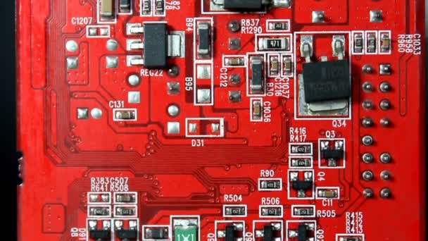 Movimiento PCB rojo, dolly — Vídeo de stock