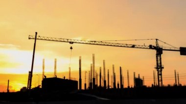 günbatımı inşaat alanında Timelapse