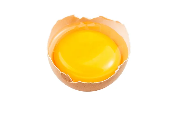 Huevo roto aislado sobre fondo blanco, con trazado de recorte Stockfoto