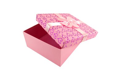 Beyaz arka plan üzerine açık pembe kutu