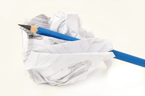 Pencil and crushed drawing paper — Stock Photo, Image
