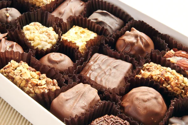 Chocolate candies in the box — Stock Photo, Image