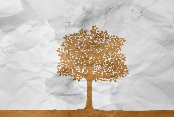 Ağaç beyaz kırışık kağıt üzerinde — Stok fotoğraf