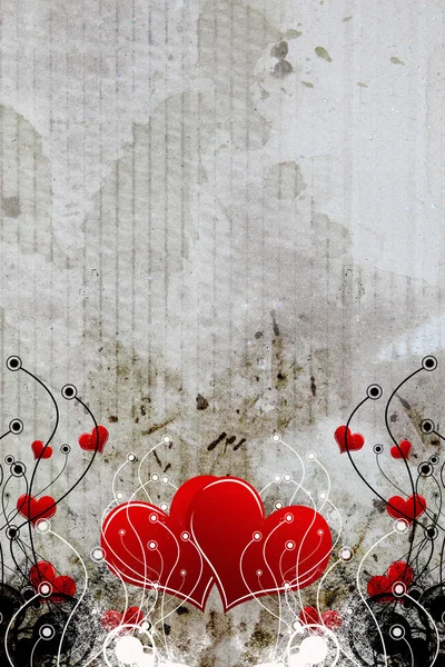 Heart with grunge floral background — Zdjęcie stockowe