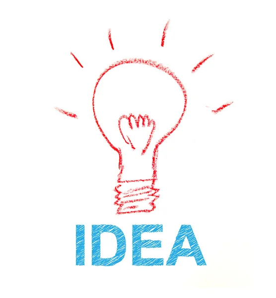 Light bulb crayon sketch with idea concept — Stock Photo, Image