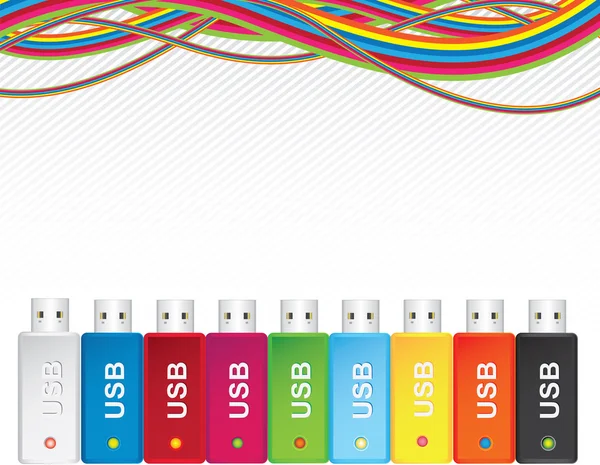 Pamięci flash USB, multicolor — Wektor stockowy