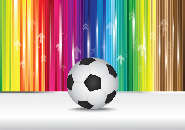 Soccer ball with color stripe background. — Stock Vector