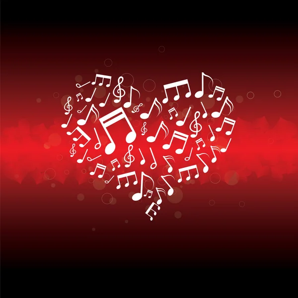 Music in heart background — Stock Vector