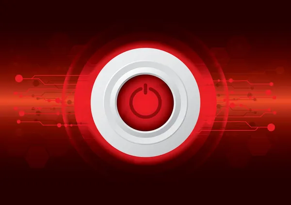 koyu kırmızı teknoloji arka planda güç düğmesi