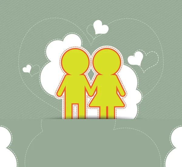 Couple amour sur fond rétro — Image vectorielle