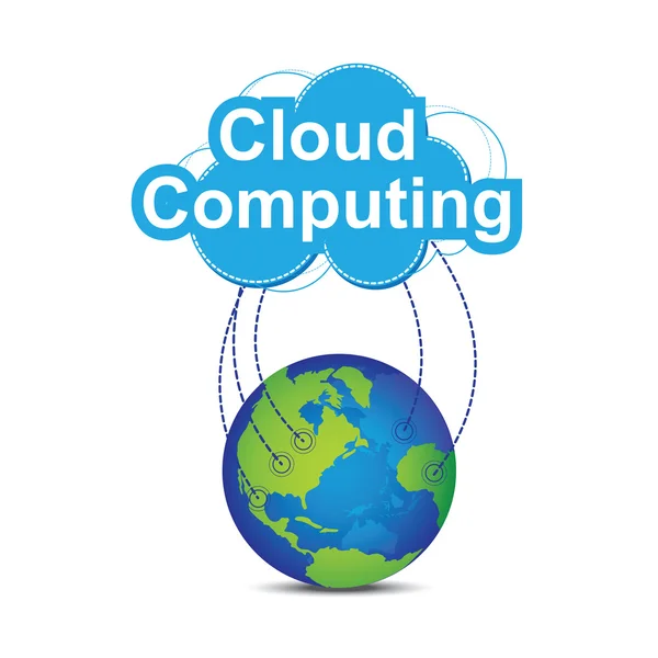 Cloud computing around the world — Stock Vector