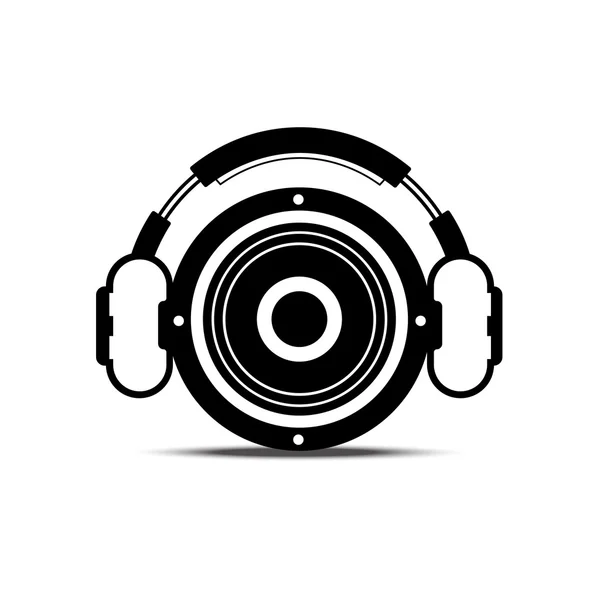 Auriculares y altavoces en blanco y negro — Vector de stock