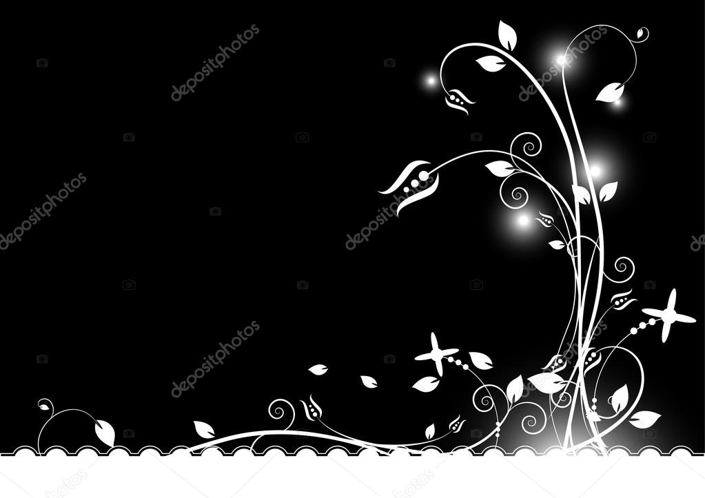 Black and white floral background