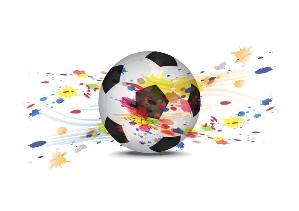 Pelota de fútbol y diseño de fondo de salpicadura de tinta — Vector de stock