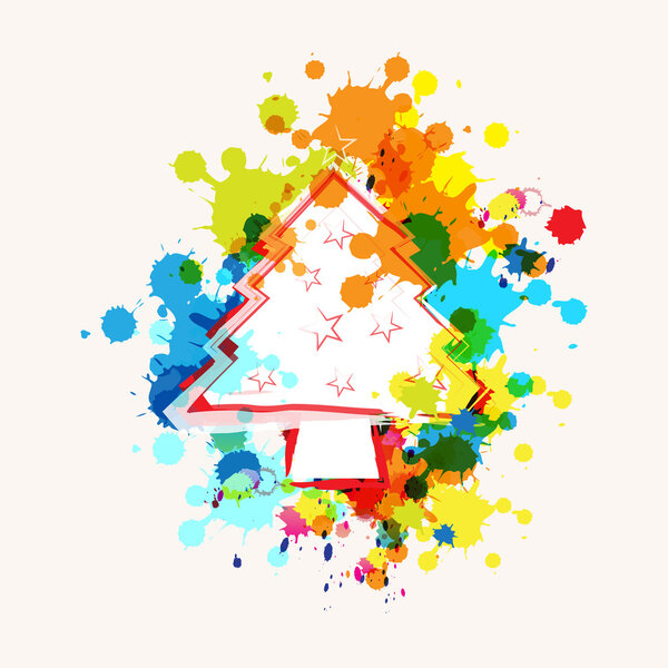 Рождественская елка на чернильном фоне
