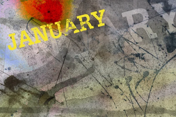 Janeiro mês arte grunge design — Fotografia de Stock