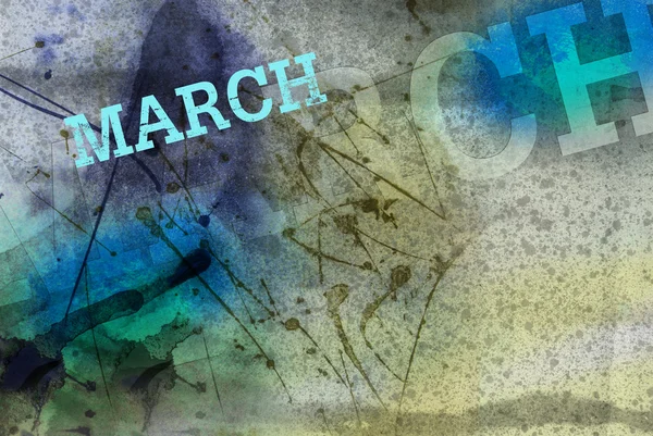 Marzo mese arte grunge design — Foto Stock