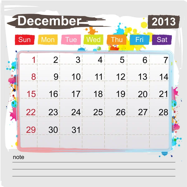 Calendario diciembre 2013 — Archivo Imágenes Vectoriales