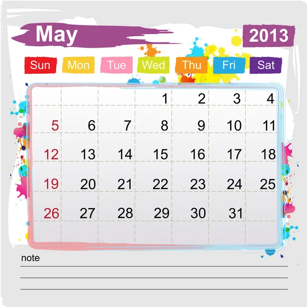 Calendario maggio 2013 — Vettoriale Stock