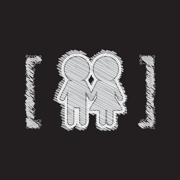 Couple love icon sketch design — Stock Vector