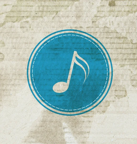 Blue music note on grunge paper — Stock Photo, Image