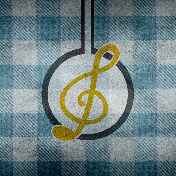 Muzyka symbol na brudne plaid bezszwowe — Zdjęcie stockowe