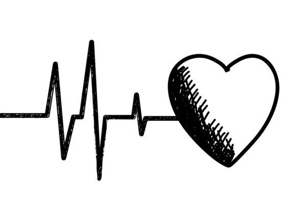 Dibujo del bosquejo de cardiografía — Vector de stock