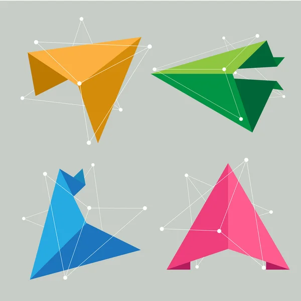 抽象的な折り紙の科学概念の要素 — ストックベクタ