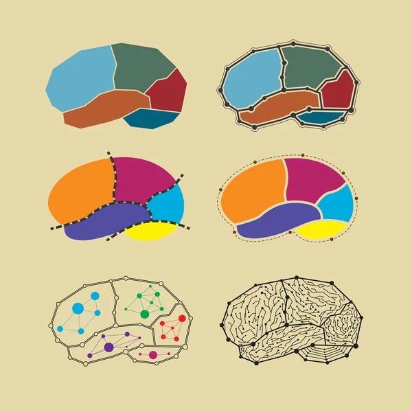 Abstrakte Gehirnsymbole gesetzt — Stockvektor