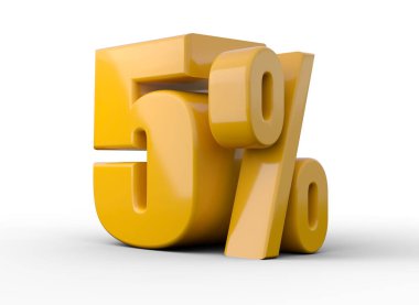 5% 3D görüntü. Turuncu% 5 beyaz arka planda özel teklif