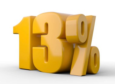 13% 3D görüntü. Turuncu% 13 beyaz arka planda özel teklif
