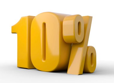 % 10 3D görüntü. Turuncu% 10 beyaz arka planda özel teklif