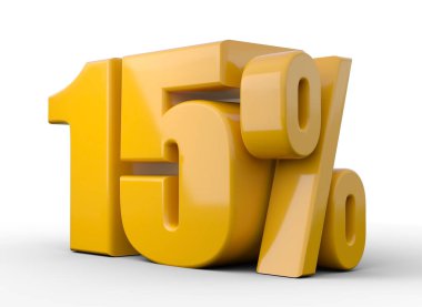 % 15 3D görüntü. Turuncu% 15 beyaz arka planda özel teklif