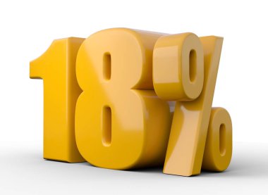 18% 3D görüntü. Turuncu% 18 beyaz arka planda özel teklif