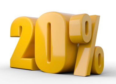% 20 3D görüntü. Turuncu% 20 beyaz arka planda özel teklif