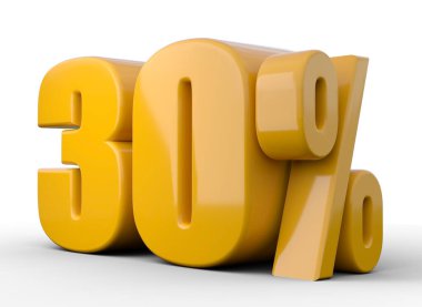 30% 3D görüntü. Turuncu% 30 beyaz arka planda özel teklif