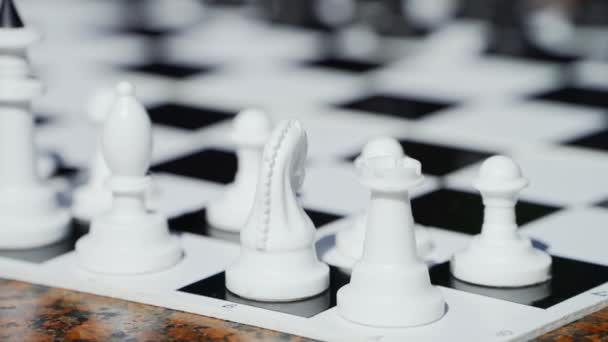 Шахматы Открытом Воздухе Черно Белый Шахматист Настольные Игры Стратегия Игры — стоковое видео