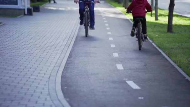 Велосипедная Дорожка Центре Большого Города Велоспорт Пешеходные Дорожки — стоковое видео