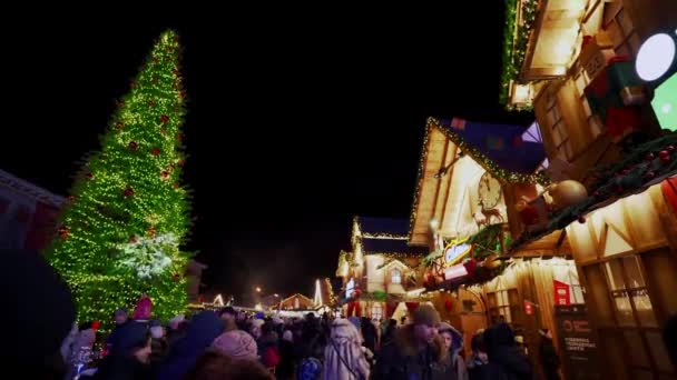 Kyiv Ukraine January 2022 Christmas Town Crowd People Celebrating New — Stock Video