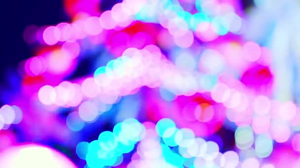 Multicolor Remolino Año Nuevo Brillo Borrosa Árbol Navidad Luz Fantástica — Vídeos de Stock