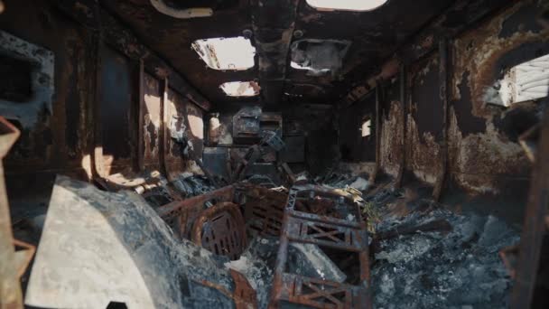 Poškozený Kov Ruská Spálená Technologie Ukrajina Bojovat Proti Vlastenectví Exploze — Stock video