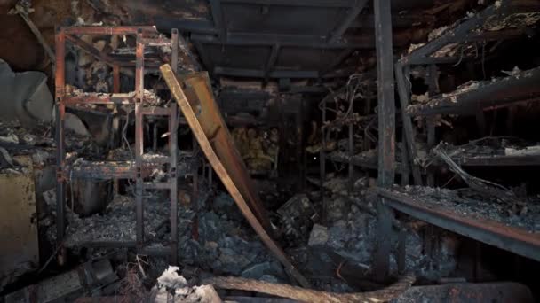 Uszkodzony Metal Rosyjska Spalona Technologia Wojna Ukraina Walcz Patriotyzmem Niepodległości — Wideo stockowe