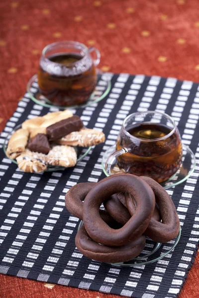 Tè con pretzel — Foto Stock