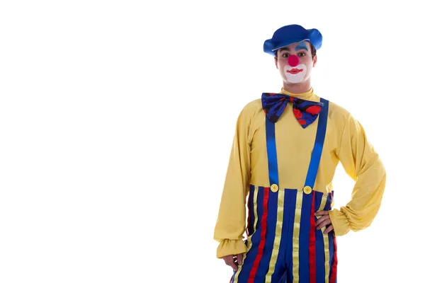 Gelukkig clown geïsoleerd op witte achtergrond — Stockfoto