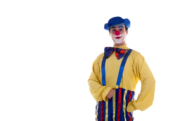 Gelukkig clown geïsoleerd op witte achtergrond — Stockfoto