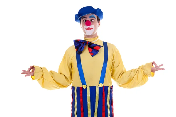 Glad clown isolerad på vit bakgrund — Stockfoto